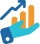 Hand holding bar chart with upward arrow.